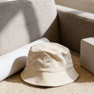 Alo Off White Logo Corduroy Bucket Cap